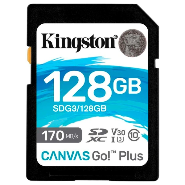 Карта памяти SDXC 128GB KINGSTON Canvas Go Plus, UHS-I U3, 170 Мб/с (class 10), SDG3/128GB  513644
