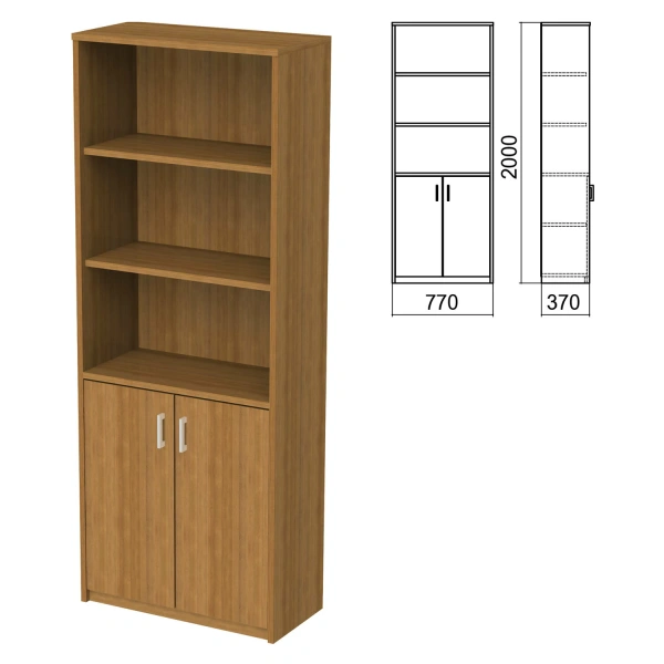 Шкаф полузакрытый "Арго" (ш770*г370*в2000 мм), 2 двери, 4 полки, орех, А-310, 641616