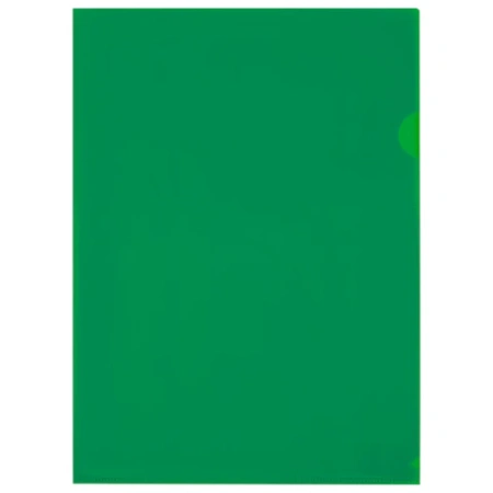 Папка-уголок прозрачная А4 BRAUBERG UNIVERSAL, зеленая, 0,10 мм, со штрихкодом, 273048 - МСК «Форвард»