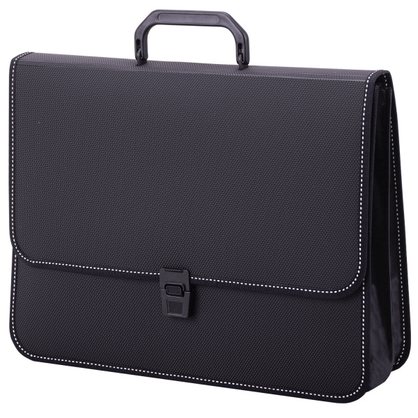 Папка-портфель пласт. BRAUBERG КОНСУЛ А4 (370х280х120мм), 2 отделения, фактура бисер,черный, 223079