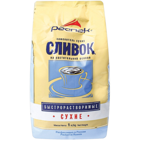 Сливки сухие быстрорастворимые 1000 г (~ 400 порций), РАСПАК, 11224 621510