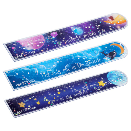 Линейка 15см MESHU "Universe" ПВХ с блестками, ассорти, европодвес MS_64224 376034 - МСК «Форвард»