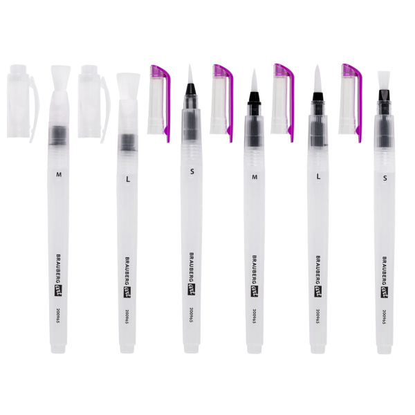 Кисти художественные с резервуаром для воды синтетика набор 6 шт, BRAUBERG ART DEBUT, 200965