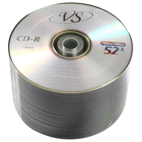 Диски CD-R VS 700 Mb 52x Bulk (термоусадка без шпиля), КОМПЛЕКТ 50 шт., VSCDRB5001 511536