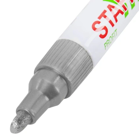 Маркер-краска лаковый (paint marker) 2-4 мм, СЕРЕБРИСТЫЙ, НИТРО-ОСНОВА, STAFF PROFIT, для любых поверхностей, 152580 - МСК «Форвард»