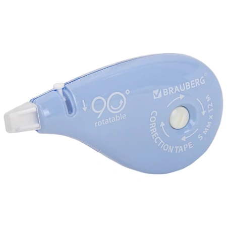 Корректирующая лента BRAUBERG PASTEL 5 мм х 12 м, вращающийся наконечник 90°, механизм перемотки, корпус голубой, блистер, 272488 - МСК «Форвард»