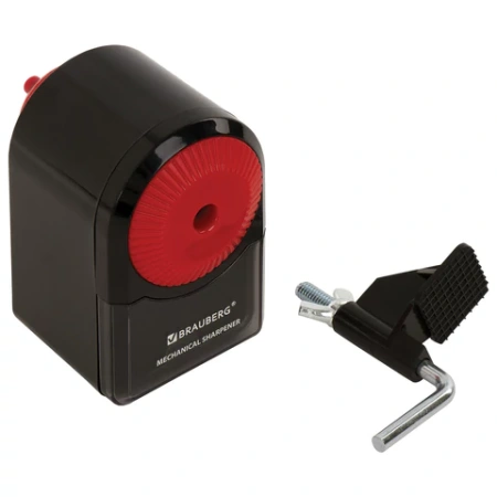 Точилка механическая BRAUBERG "ULTRA", для чернографитных и цветных карандашей, крепление к столу, корпус черный с красным, 228626 - МСК «Форвард»