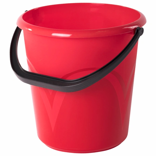 Ведро 8л, без крышки, пластиковое, пищевое, с глянцевым узором, цвет красный, мерная шкала, LAIMA 603892
