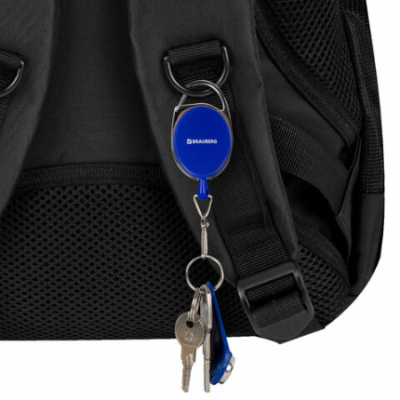 Держатель-рулетка для бейджей, 70 см, 2 карабина, синий, в блистере, BRAUBERG, 238239 - МСК «Форвард»