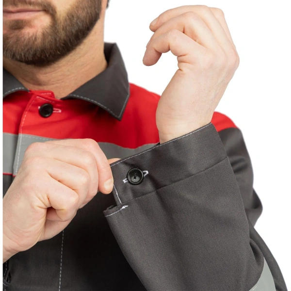 Костюм рабочий летний мужской л20-КПК с СОП серый/красный (размер 96-100 (48-50), рост 182-188) 829810 минпромторг  - МСК «Форвард»