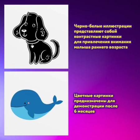 Карточки для новорожденных 6 книжек-гармошек ДЛЯ РАЗВИТИЯ ЗРЕНИЯ С ПЕЛЕНОК, ЮНЛАНДИЯ, 691023 - МСК «Форвард»