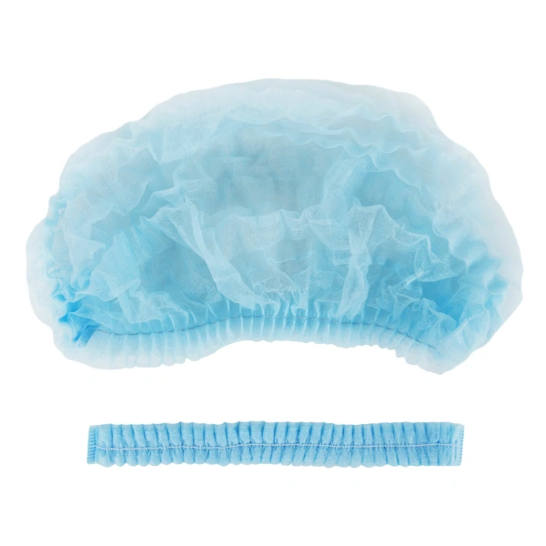 Шапочка-берет Шарлотта "Плиссе" голубая КОМПЛЕКТ 125 шт. спанбонд 8 г/м2, ГЕКСА 630962