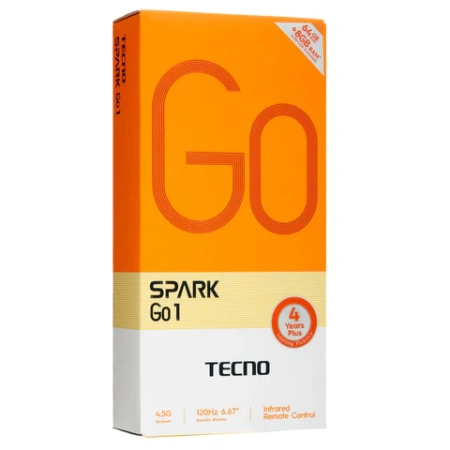 Смартфон TECNO SPARK GO1, 2 SIM, 6,67", 4.5G, 13/8 Мп, 4/64 ГБ, черный, пластик, TCN-KL4.4.64.BK 263201 - МСК «Форвард»