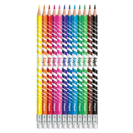 Карандаши цветные стираемые с ластиком MAPED (Франция) "Color'Peps Oops", 12 цветов, трехгранные, 832812 182116 - МСК «Форвард»