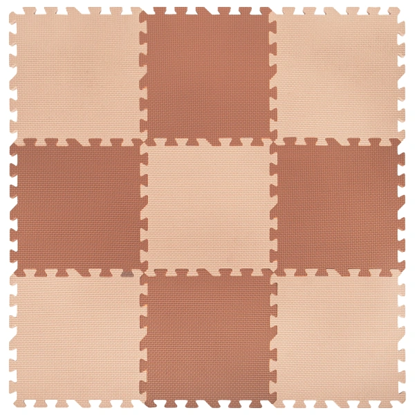 Коврик-пазл напольный 0,9*0,9м мягкий бежевый, 9 элементов 30*30см, толщина 1 см, ЮНЛАНДИЯ, 664661