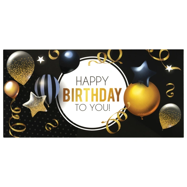 Конверт для денег "HAPPY BIRTHDAY TO YOU!", Шары, КОМПЛЕКТ 10шт 166х82 мм, выборочный лак, ЗОЛОТАЯ СКАЗКА, 113751