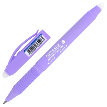 Ручка стираемая гелевая с грипом BRAUBERG "SOFT&SILK PASTEL", СИНЯЯ, корпус ассорти, узел 0,7 мм, 143934 - МСК «Форвард»