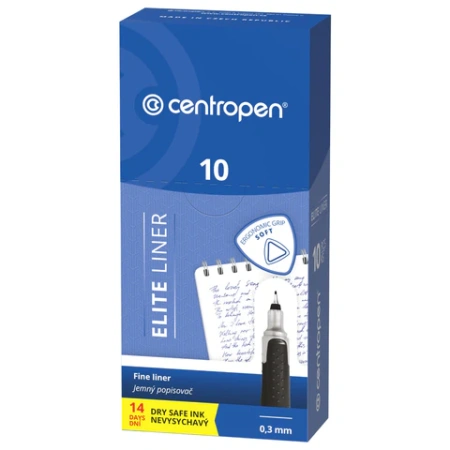 Ручка капиллярная (линер) ЧЕРНАЯ CENTROPEN "Elite liner", линия 0,3 мм, 4721, 247210112 144704 - МСК «Форвард»