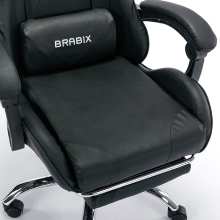 Кресло компьютерное BRABIX "Dexter GM-135", подножка, две подушки, экокожа, черное, 532800 - МСК «Форвард»