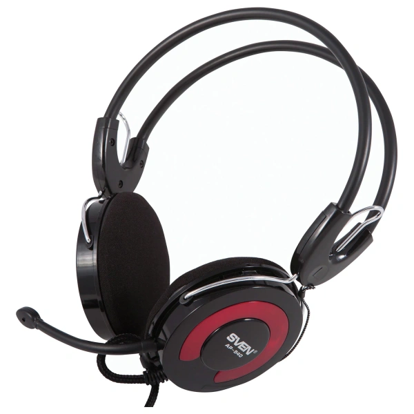 Наушники с микрофоном (гарнитура) SVEN AP-540,проводные,2,2м, с оголовьем, черно-красные, SV-0410540 512975