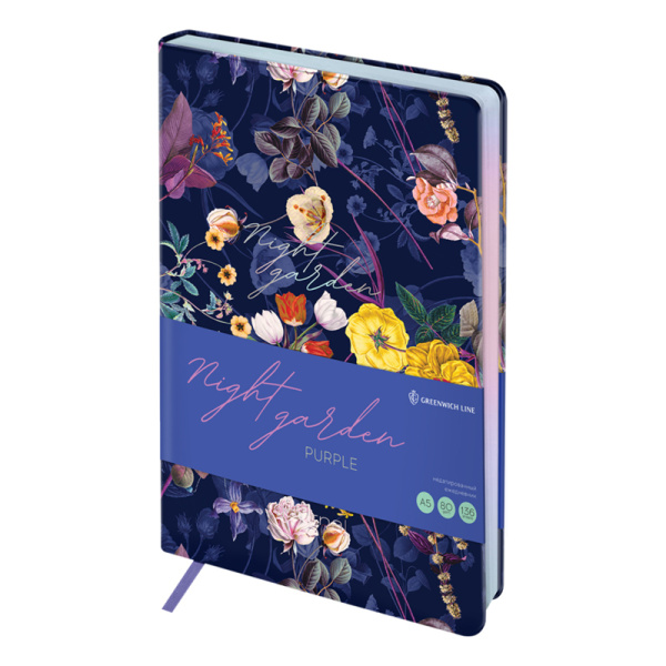 Ежедневник недатированный, А5, 136л., кожзам, Greenwich Line "Night garden. Purple", тон. блок ENA5_44977 342852 - МСК «Форвард»