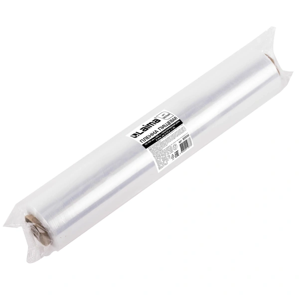 Пленка пищевая ПЭ 450мм х 300м, ГАРАНТИРОВАННАЯ ДЛИНА, 6 мкм, вес 0,73кг+-5%, LAIMA, 605042