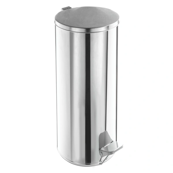 Ведро для мусора с педалью, УСИЛЕННОЕ, ТИТАН, 30л, кольцо под мешок, нерж. сталь, хром, 607728