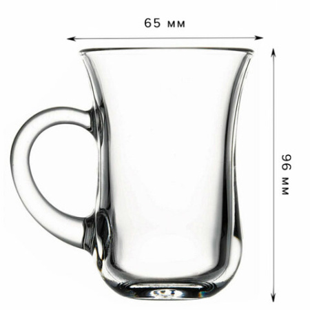 Кружка для чая с ручкой, 145 мл, КОМПЛЕКТ 6 штук, стекло, PASABAHCE "ЧАЙ И КОФЕ", фирменная подарочная упаковка, 55411 700575 - МСК «Форвард»