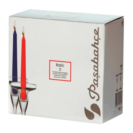 Подсвечник, 170 мм, КОМПЛЕКТ 2 штуки, стекло, PASABAHCE "БЕЙЗИК", фирменная подарочная упаковка, 44021 700581 - МСК «Форвард»