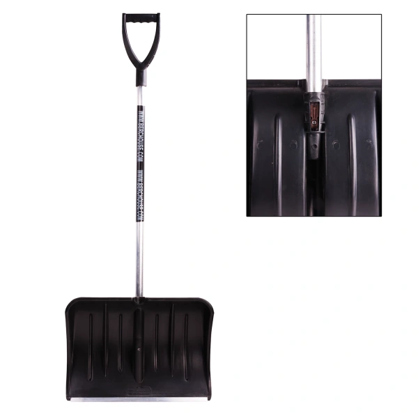 Лопата снегоуборочная пластик, 54х37см, высота 130см, с алюмин. черенком и наконечн, №13  603558