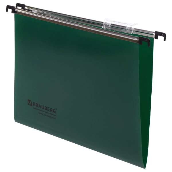 Подвесные папки А4 (350х245мм), до 80л, КОМПЛЕКТ 5 шт, пластик, зеленые, BRAUBERG (Италия), 231799
