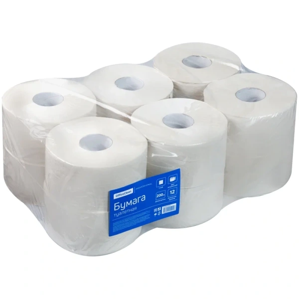 Бумага туалетная OfficeClean Professional(T2), 1-слойная, 200м/рул., КОМПЛЕКТ 12шт цвет натуральный 254459 