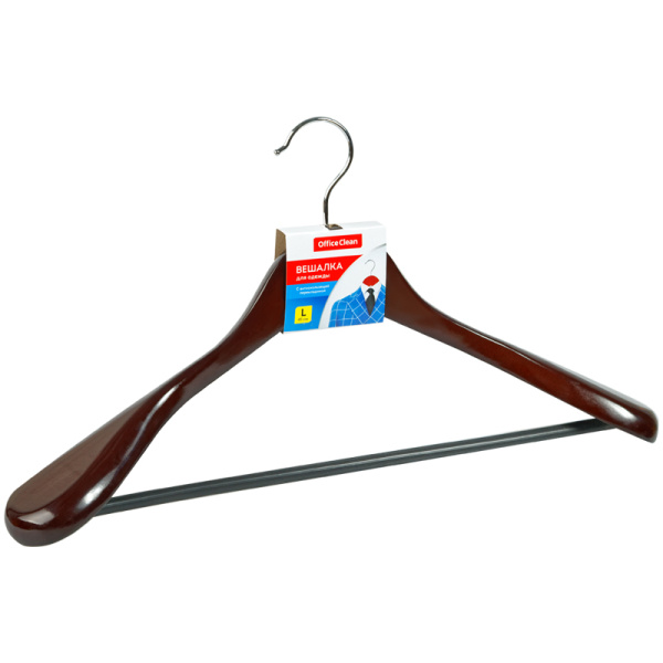 Вешалка-плечики OfficeClean, деревянная, анатомическая, антискользящая перекладина, 45см, цвет вишня 301976 - МСК «Форвард»