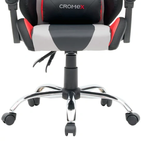 Кресло компьютерное CROMEX (КРОМЕКС) "Quantum GM-155 RGB", подсветка, две подушки, экокожа, черное/красное/серое, 532955 - МСК «Форвард»