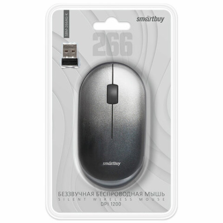 Мышь беспроводная бесшумная SMARTBUY 266AG-K, USB, 2 кнопки + 1 колесо, оптическая, черная, SBM-266AG-K 514185 - МСК «Форвард»