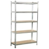 Стеллаж металлический BOOMHOUSE (БУМХАУС) безболтовой, 1800x1050x400 мм, 5 полок МДФ, нагрузка на стеллаж до 875 кг, серебристый, 291413 - МСК «Форвард»