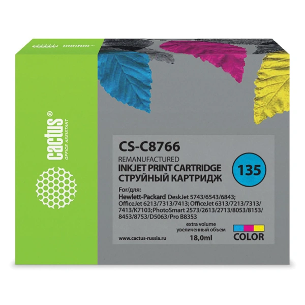 Картридж струйный CACTUS (CS-C8766) для HP Deskjet 460/5743/PSC3183/ D5063, цветной CS-C8766 361851 под заказ 8 дней