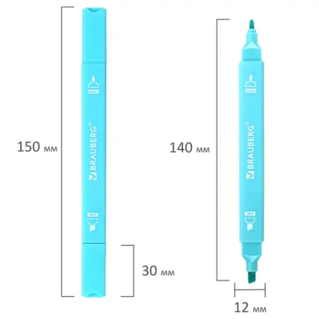 Набор текстовыделителей двусторонних 6 ПАСТЕЛЬНЫХ ЦВЕТОВ, BRAUBERG "Macaroon", линия 1-5 мм, 152513 - МСК «Форвард»