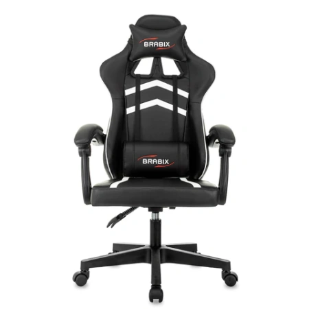 Кресло компьютерное BRABIX "Shooter GM-123", 2 подушки, экокожа, черное/белое, 533191 минпромторг - МСК «Форвард»