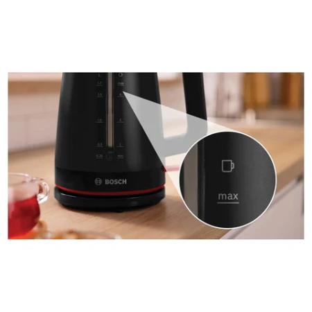 Чайник BOSCH TWK3M123, 1,7 л, 2400 Вт, закрытый нагревательный элемент, пластик, черный 458591 - МСК «Форвард»