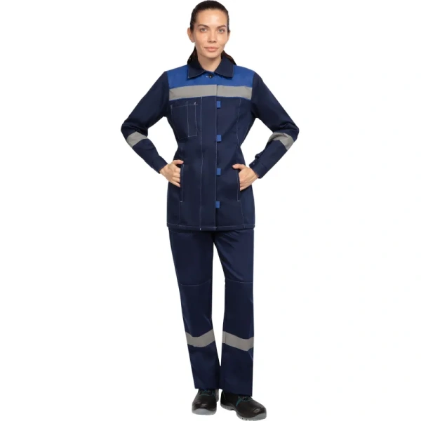 Костюм рабочий летний женский л20-КБР с СОП синий/васильковый (размер 104-108 (52-54), рост 158-164) 1583174 минпромторг - МСК «Форвард»
