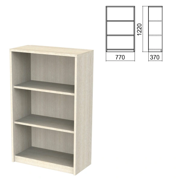 Шкаф (стеллаж) "Арго" (ш770*г370*в1220 мм), 2 полки, ясень шимо, А-304, 641608