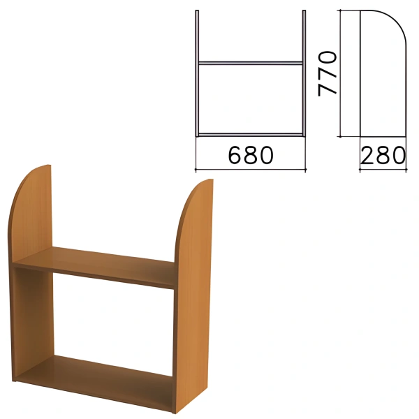 Полка навесная настенная "Монолит" (ш680*г280*в770 мм), цвет орех, ПМ40.3 640219