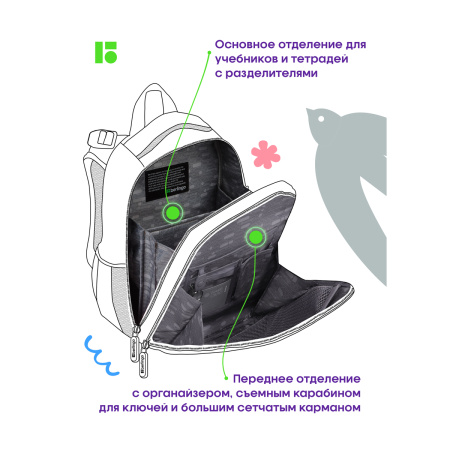Ранец Berlingo Expert "Bunny dream" 37*28*16см, 2 отделения, 2 кармана, анатомическая спинка RU09002 349742 - МСК «Форвард»