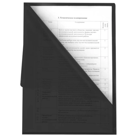 Папка-уголок жесткая прозрачная А4 BRAUBERG UNIVERSAL, черная, 0,15 мм, со штрихкодом, 273051 - МСК «Форвард»