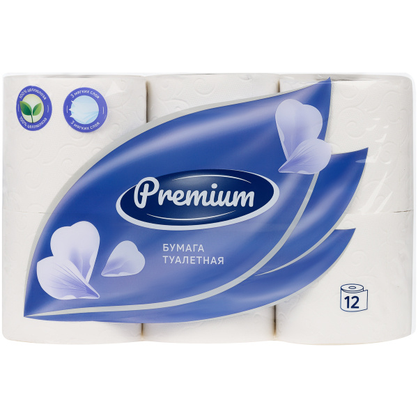Бумага туалетная OfficeClean "Premium", 3-слойная, 12шт., 17м/рул., тиснение, белая 325792 - МСК «Форвард»