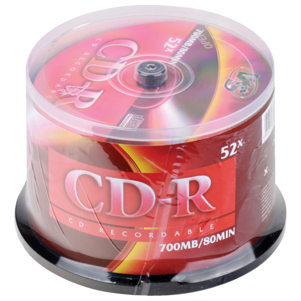 Диски CD-R VS 700 Mb 52x Cake Box (упаковка на шпиле), КОМПЛЕКТ 50 шт., VSCDRCB5001 511540