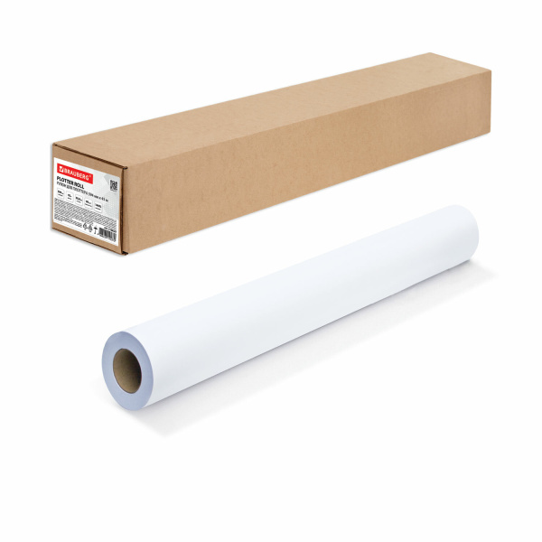 Бумага широкоформатная рулон для плоттера 594мм*45м*втулка 50,8мм, 90г/м2, CIE 146%, BRAUBERG 110629