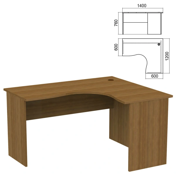 Стол компактный "Арго", 1400х1200х760 мм, правый,  орех (КОМПЛЕКТ) 981311