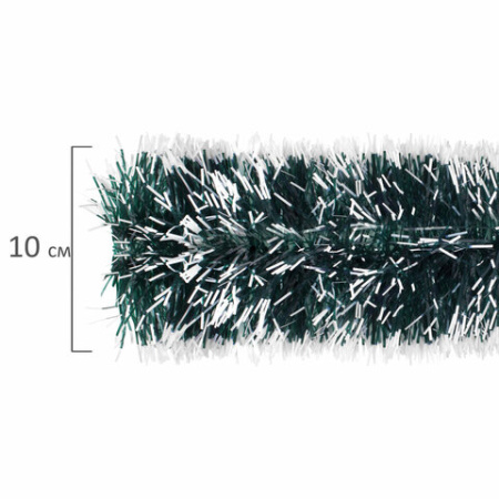 Мишура КОМПЛЕКТ 3 штуки, диаметр 100 мм, длина 2 м, зеленая с белыми кончиками, 592217 - МСК «Форвард»